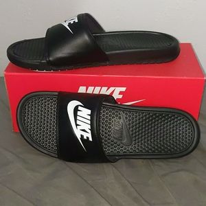 Nike Benassi JDI Men’s Slides Black White 13